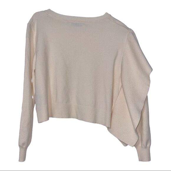 Zara Cropped Side Frill Knit Top In Cream Size Small - Picture 6 of 11